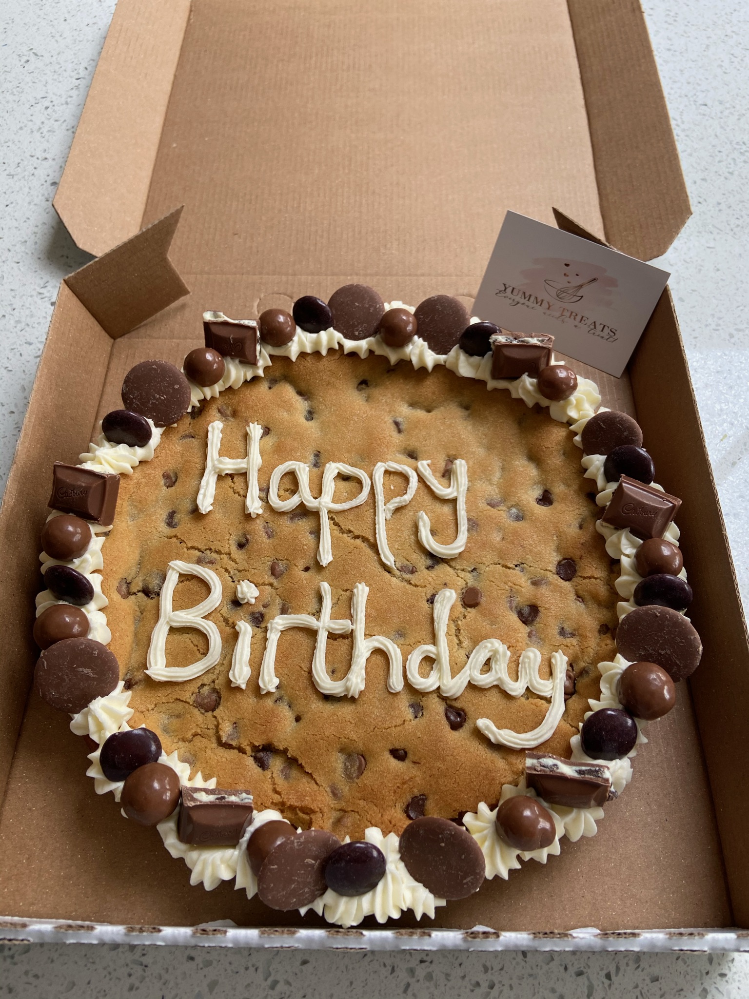 A Happy Birthday giant cookie